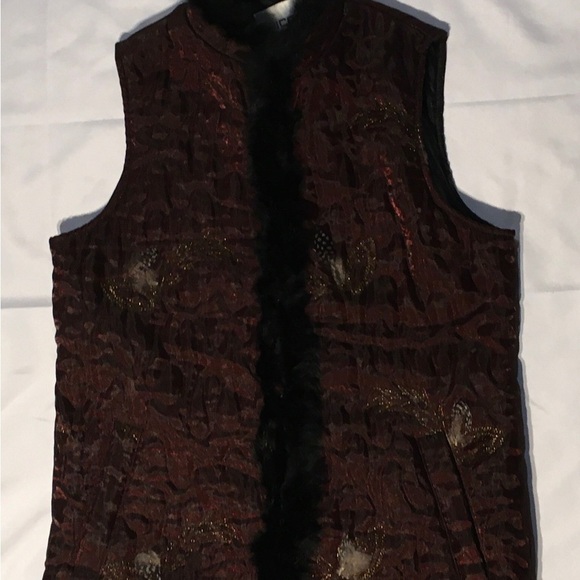 Chico's Womens Bronze Full Zip Quilted Puffer Vest Faux Fur Collar Size 0 Boho - Picture 1 of 4